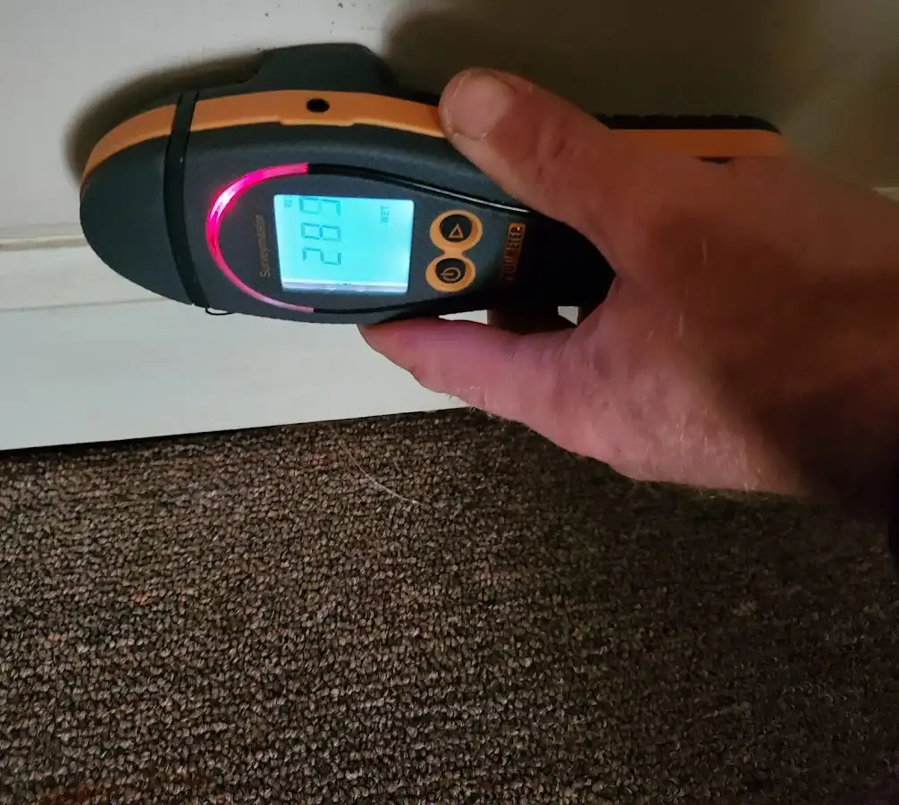 Moisture detection at baseboard during Burst Pipe Cleanup in Mount Kisco